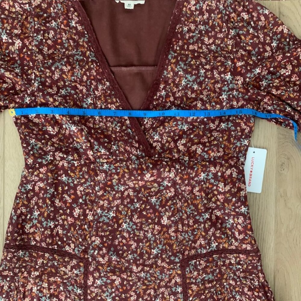 Lucky Brand NWT Floral Mini Dress XS Cottagecore Boho Fall - Picture 4 of 16